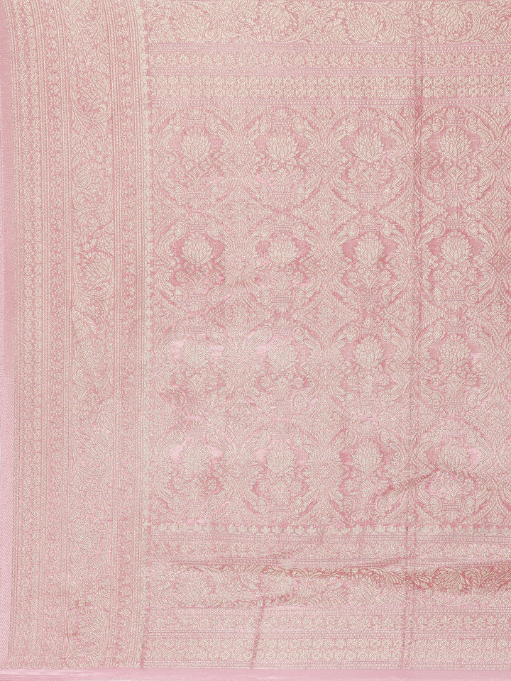 Neerus Pink Banarasi woven saree - detail view 2