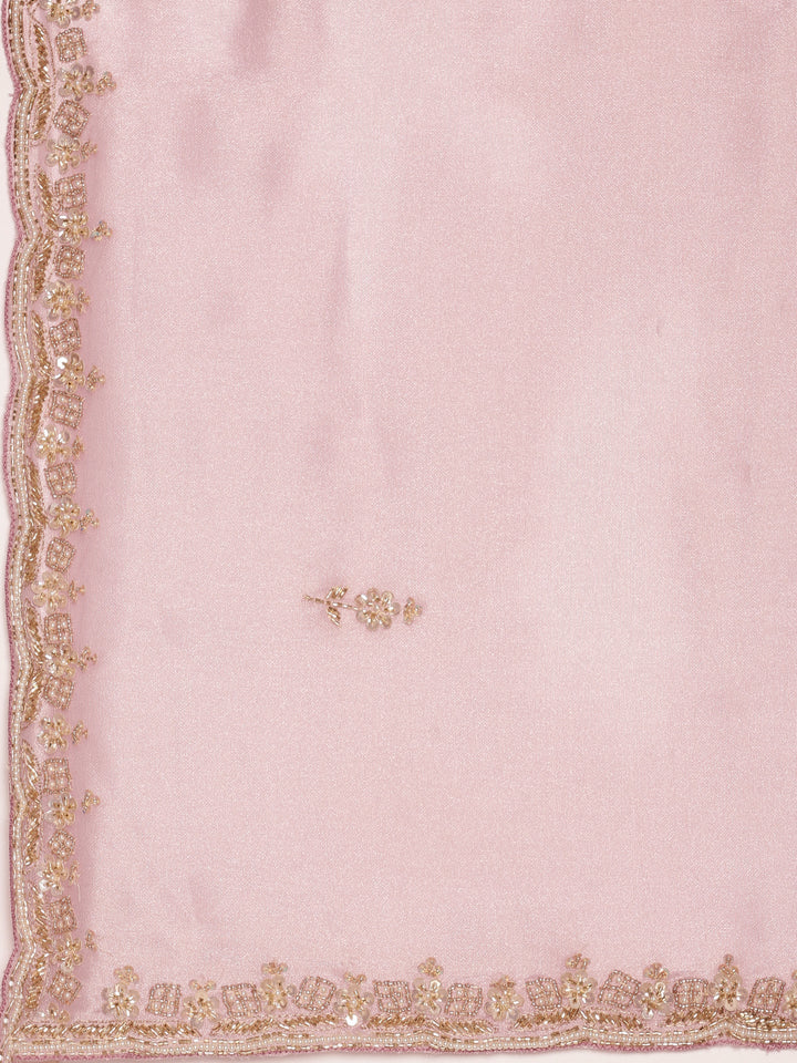 Lilac Tissue Saree With Stone Work Readymade Blouse