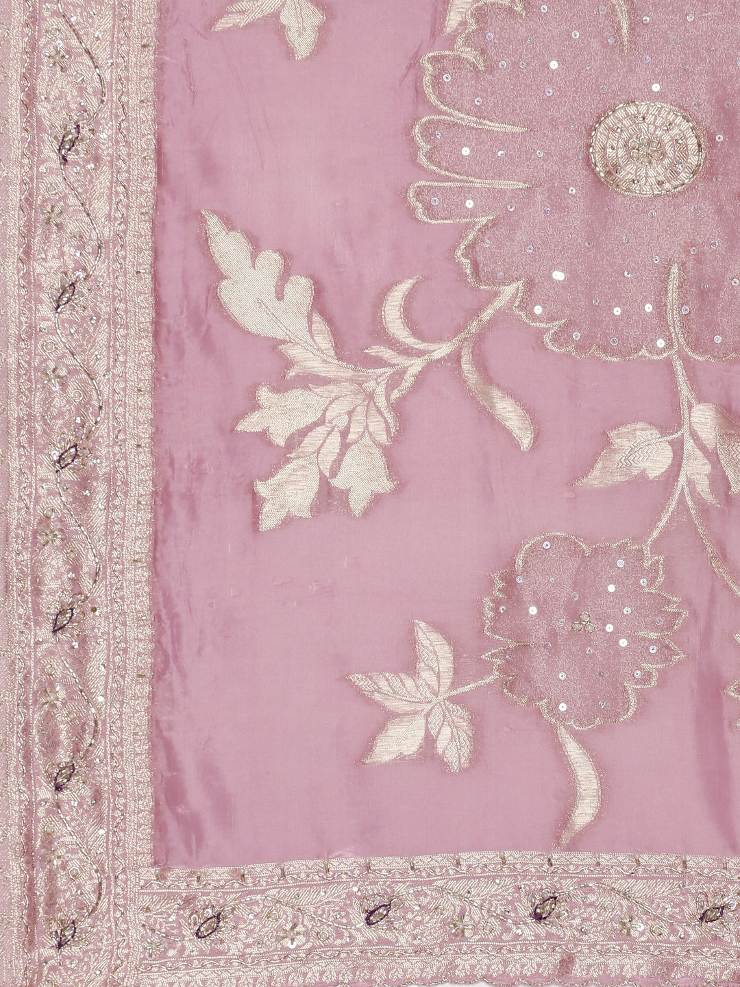 Neerus Purple tissue embellished saree with readymade blouse - detail view 2