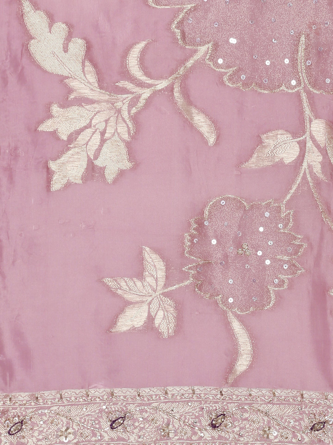 Neerus Purple tissue embellished saree with readymade blouse - detail view 3