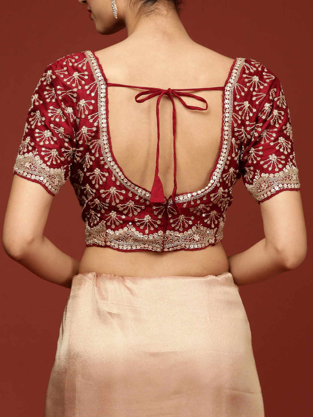 Neerus Pink tissue embellished saree with stone work - detail view 5