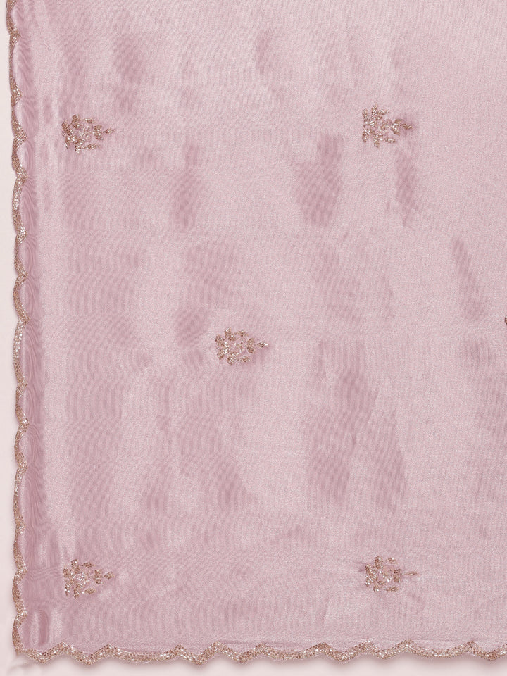 Neerus Purple tissue hand embroidered saree with stone work - detail view 2
