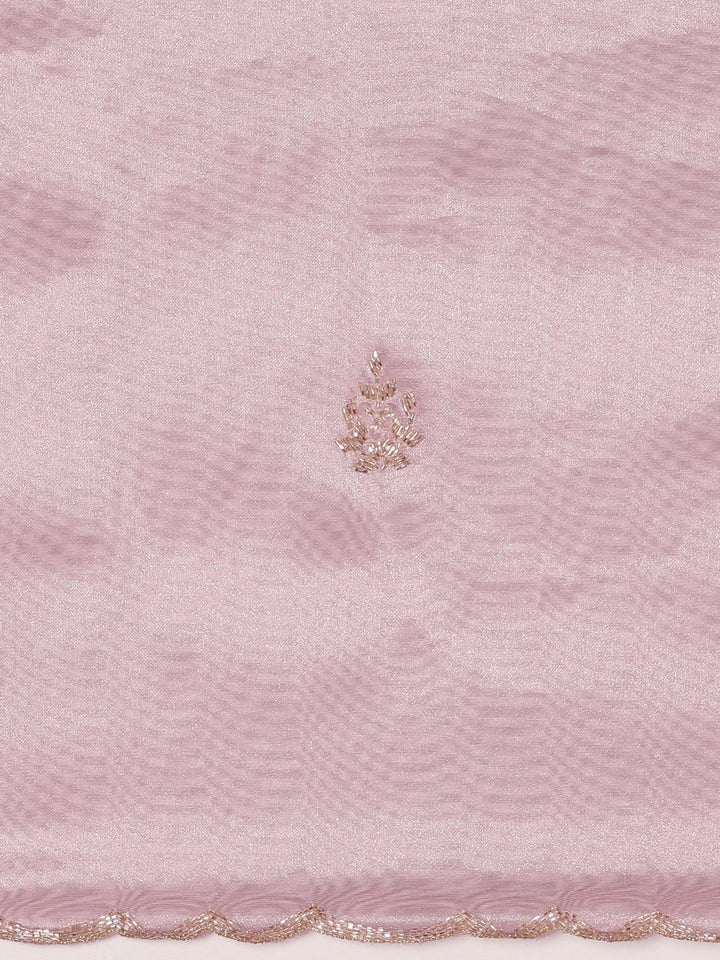 Neerus Purple tissue hand embroidered saree with stone work - detail view 3
