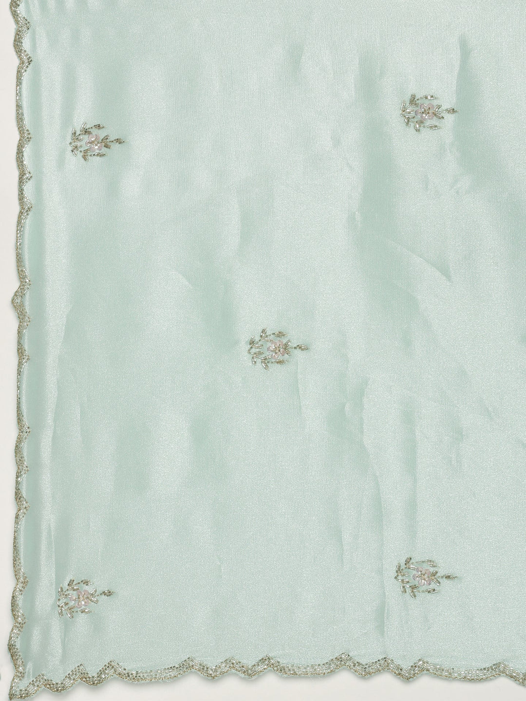 Neerus Green tissue hand embroidered saree with stone work - detail view 2