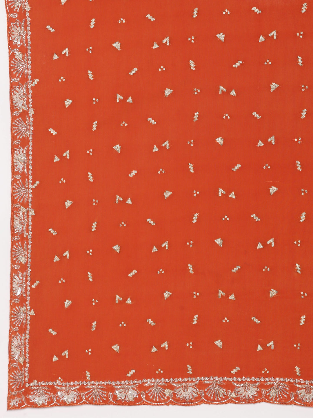 Neerus Orange crepe embellished saree with readymade blouse - detail view 2