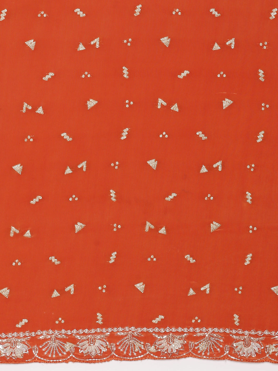 Neerus Orange crepe embellished saree with readymade blouse - detail view 3