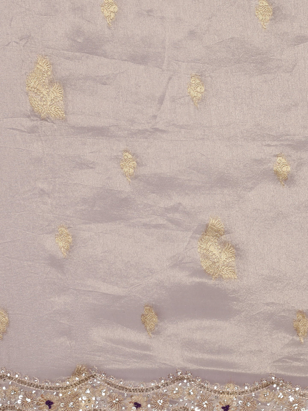 Neerus Purple tissue embellished saree with stone work - detail view 3