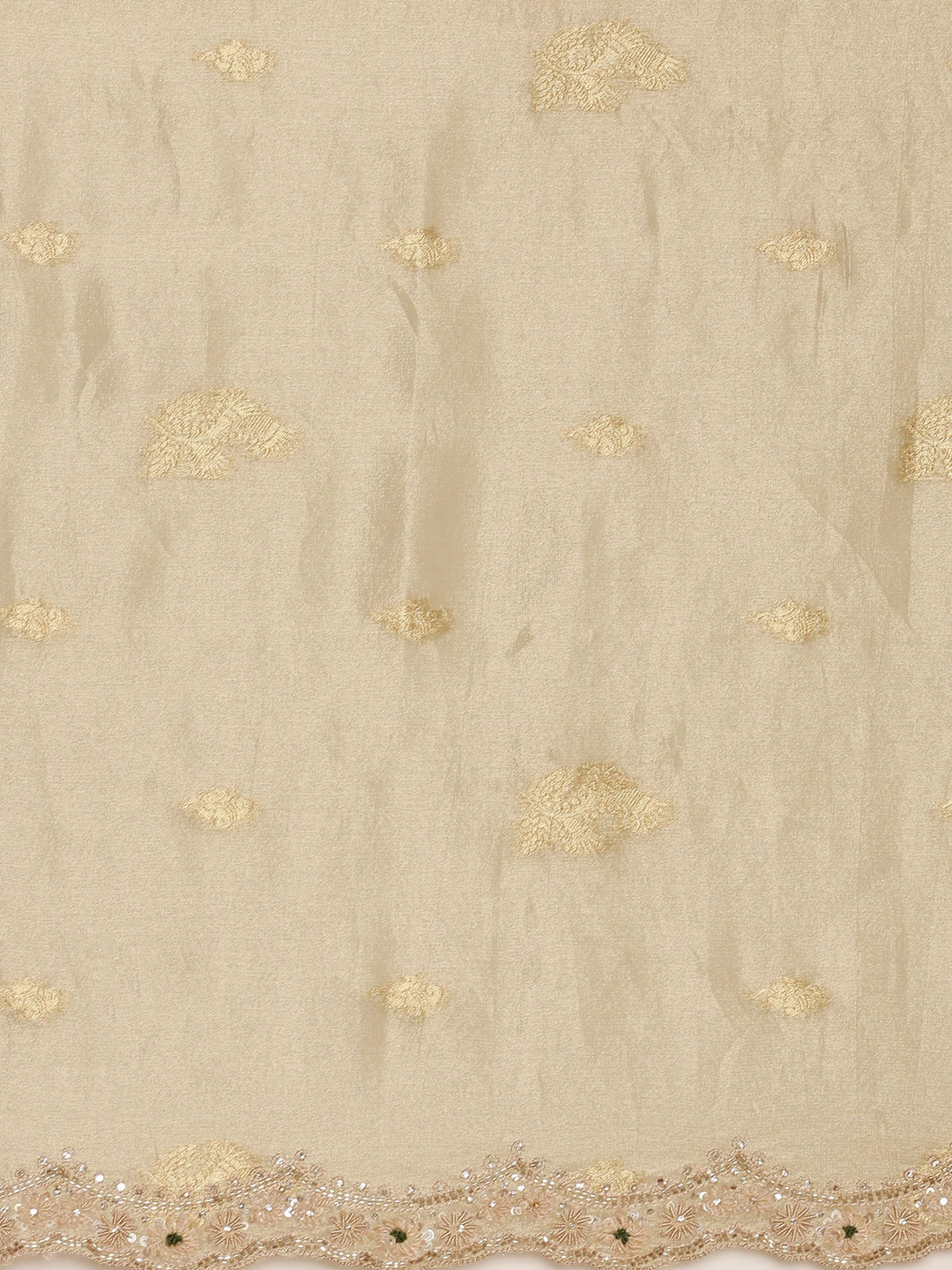Neerus Green tissue embellished saree with readymade blouse - detail view 3