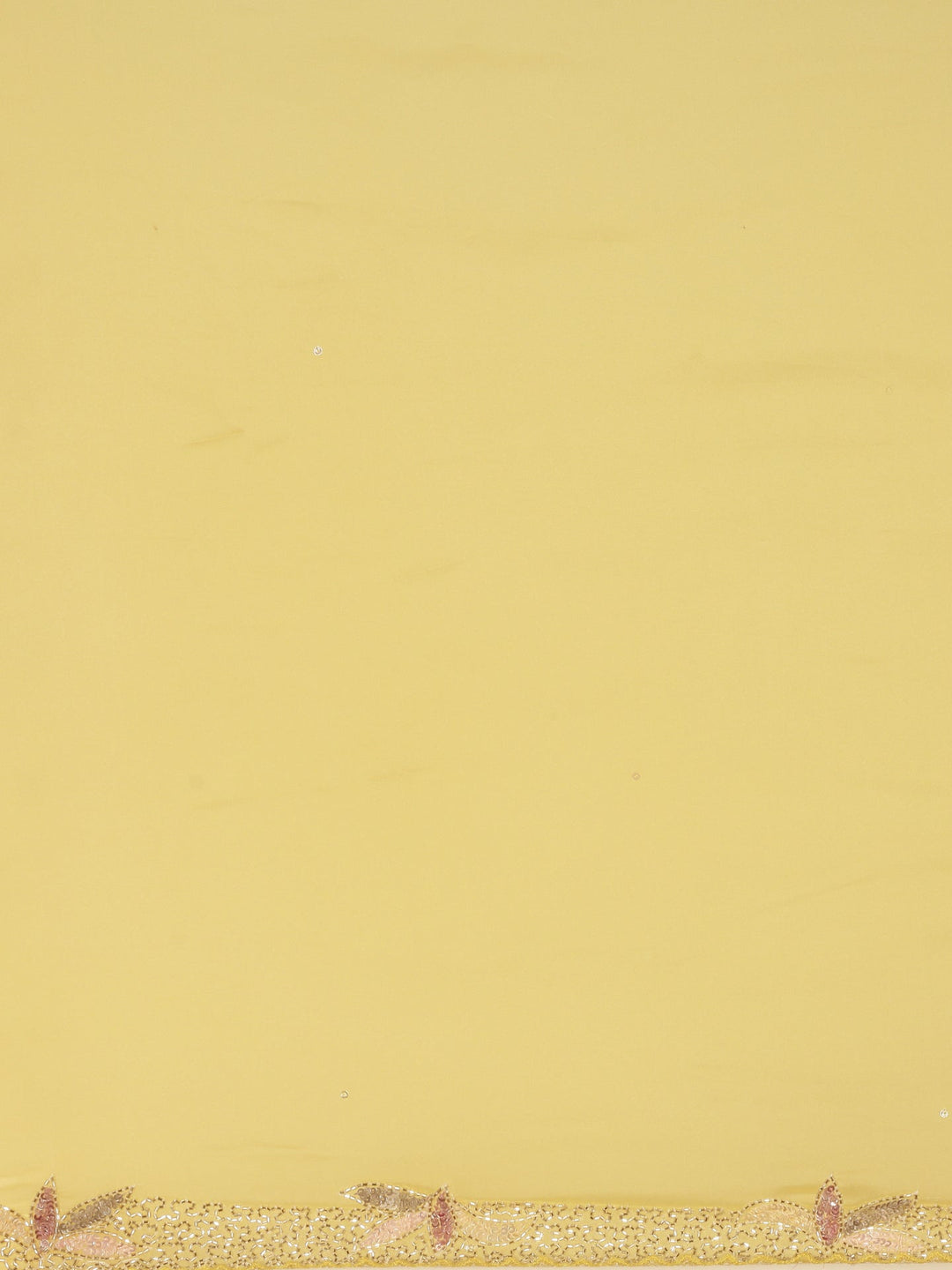Neerus Yellow crepe embellished saree with readymade blouse - detail view 4