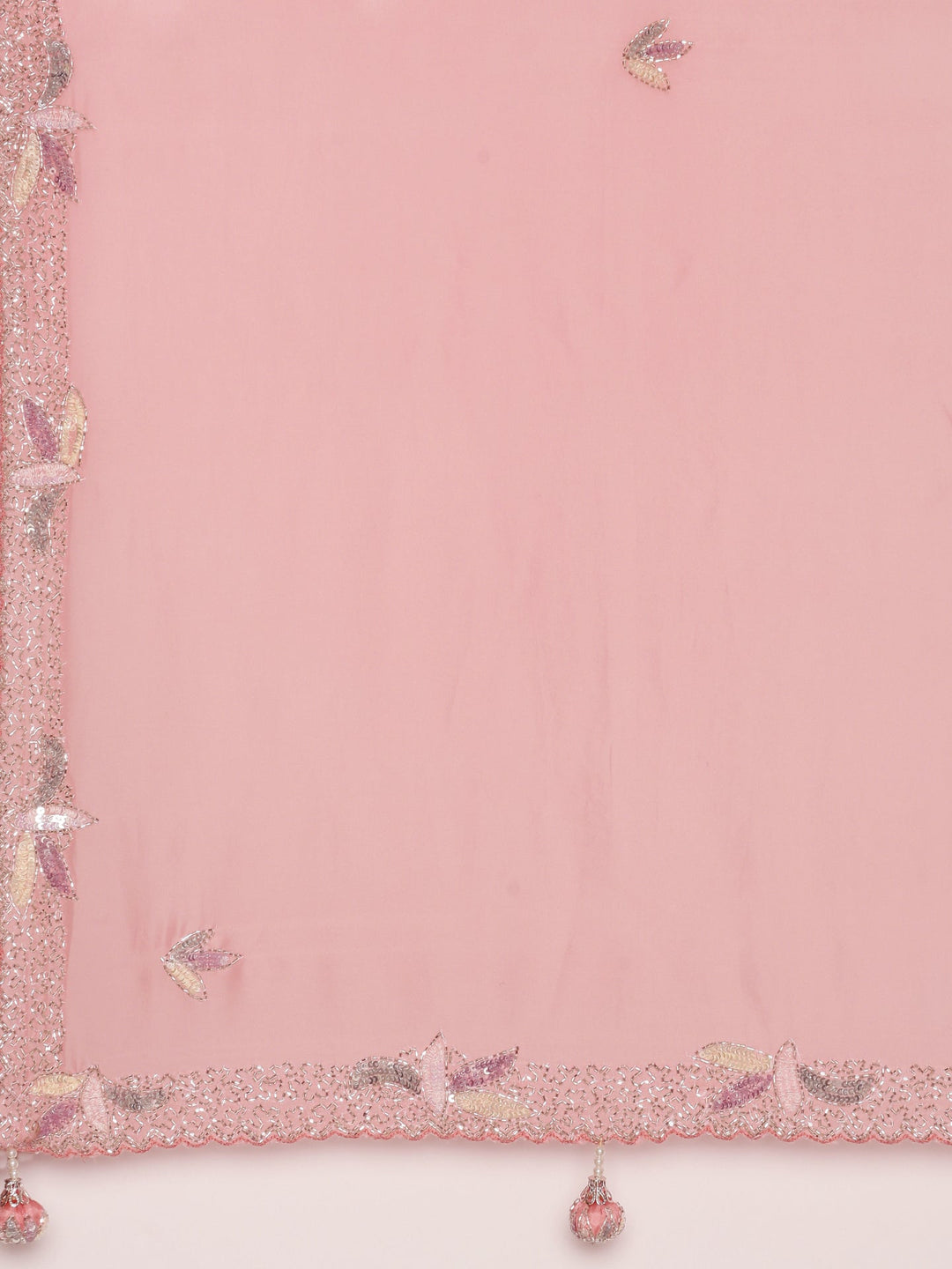 Neerus Pink crepe embellished saree with readymade blouse - detail view 2