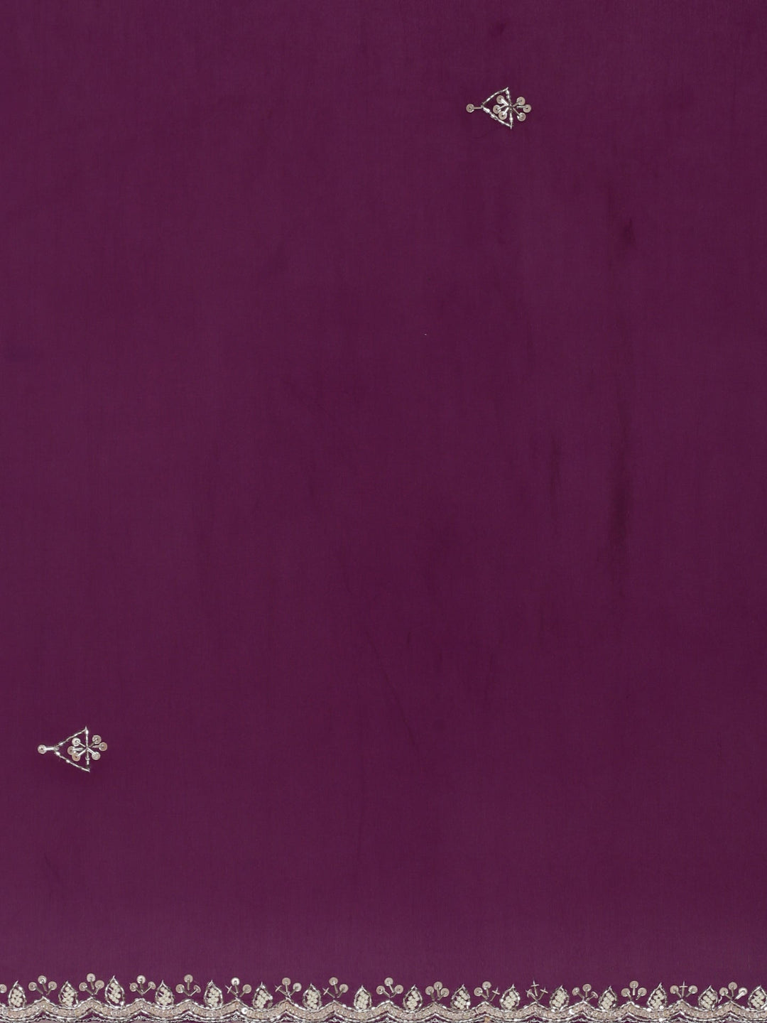Neerus Purple crepe solid saree with contrast blouse - detail view 3