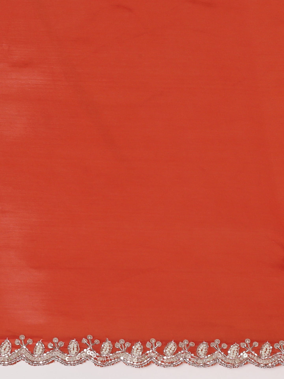 Neerus Orange crepe embellished saree with readymade blouse - detail view 3