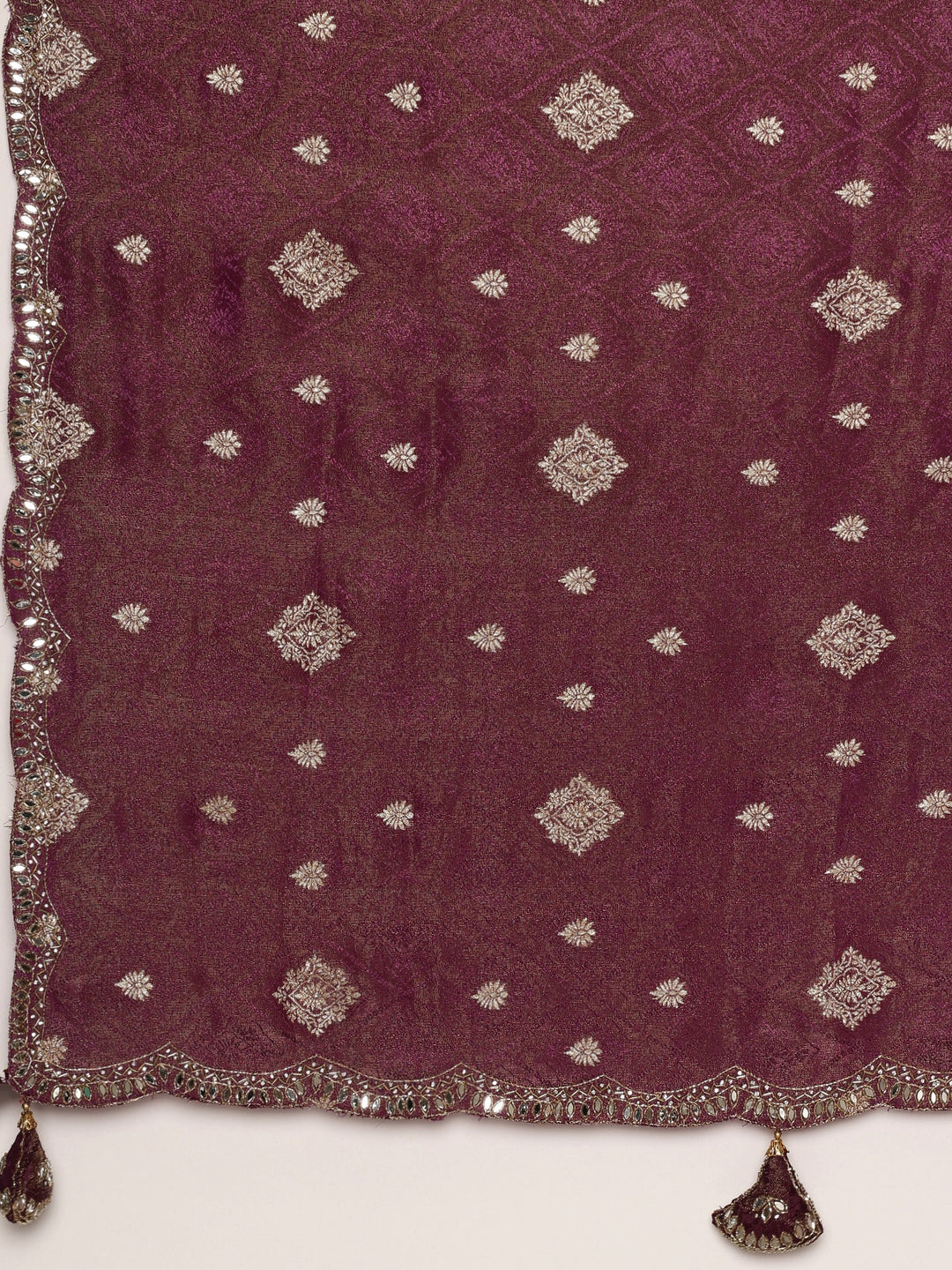 Neerus Purple Banarasi woven saree with embroidered blouse - detail view 2