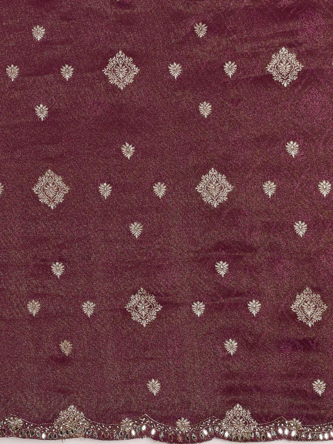 Neerus Purple Banarasi woven saree with embroidered blouse - detail view 3