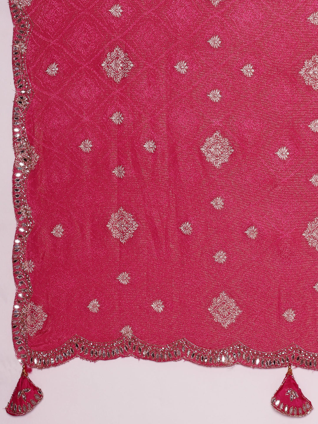 Neerus Pink Banarasi embroidered saree with readymade blouse - detail view 2