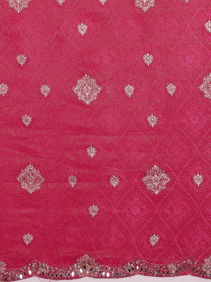 Rani Pink Banaras Weaved Saree With Embroidery Readymade Blouse
