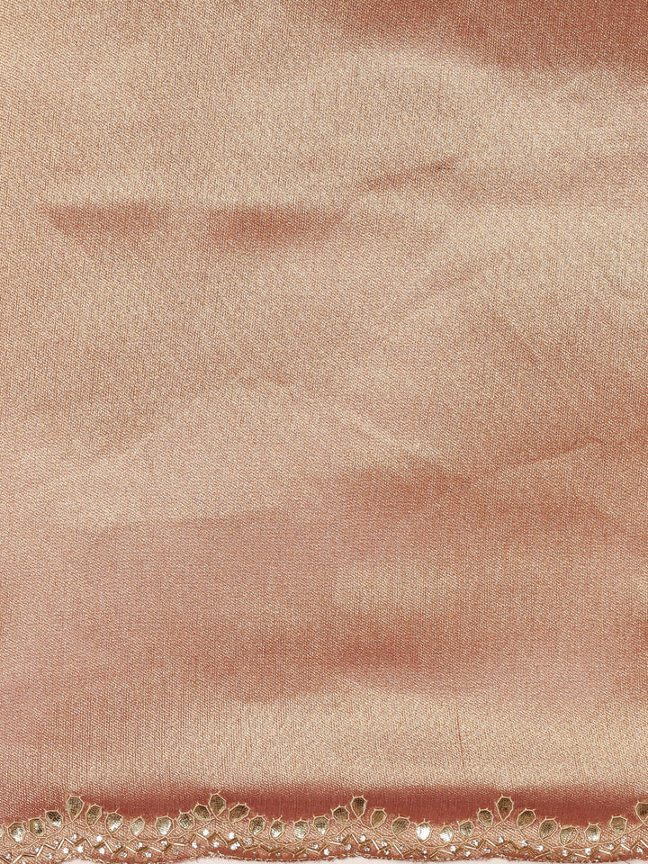 Pink Tissue Hand Embroidery Saree