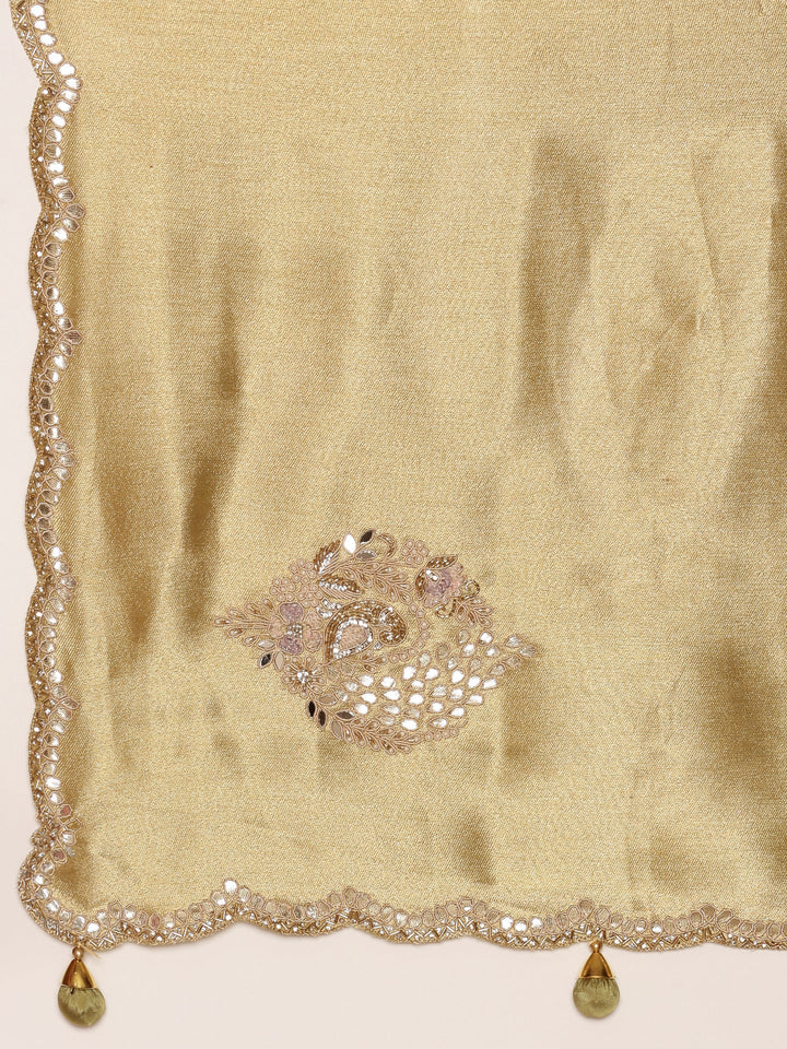 Neerus Green tissue embroidered saree - detail view 2