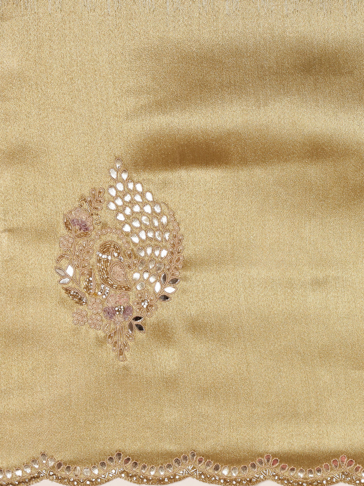 Neerus Green tissue embroidered saree - detail view 4