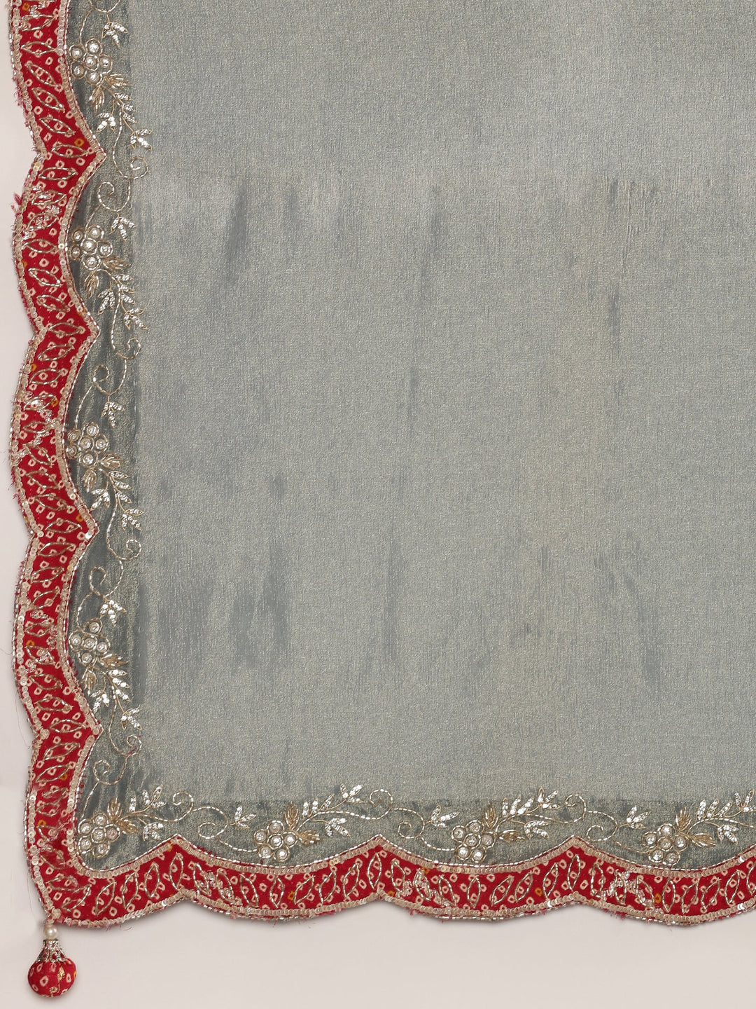 Neerus Blue Tissue Embroidered Saree with Blouse - detail view 2