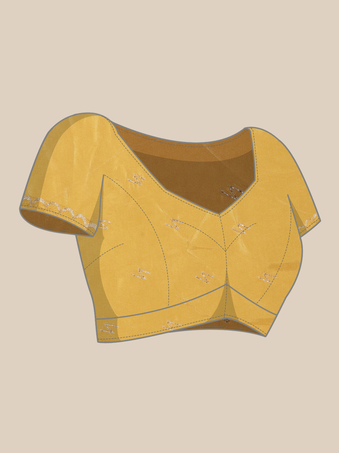 Neerus Yellow crepe embroidered saree - detail view 3