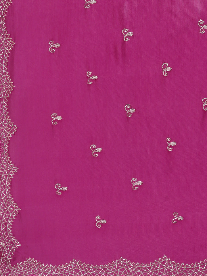 Neerus Purple crepe hand embroidered saree - detail view 2