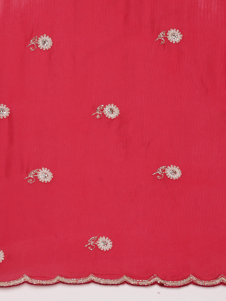 Neerus Pink crepe hand embroidered saree - detail view 3