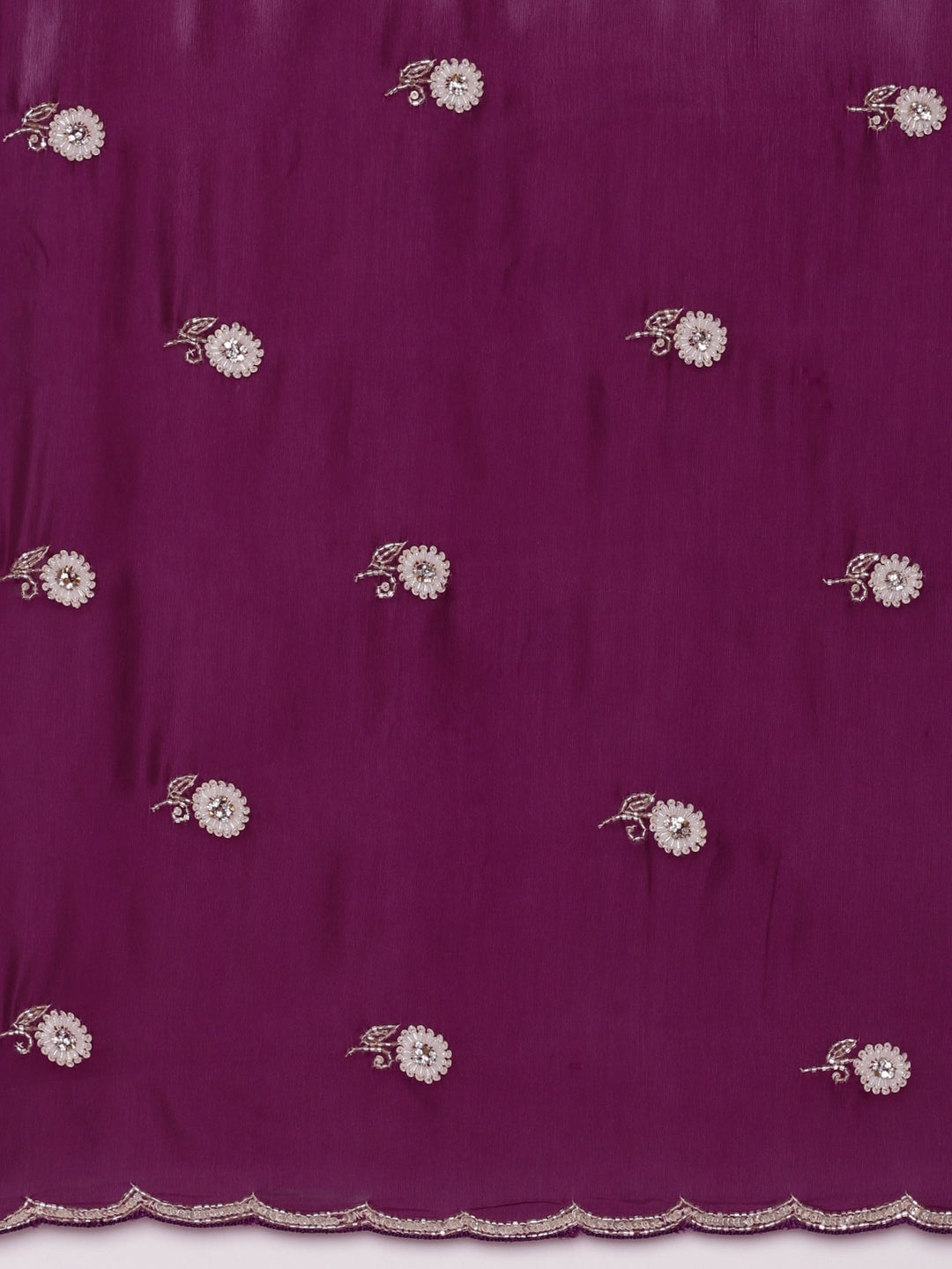Neerus Purple crepe hand embroidered saree - detail view 4