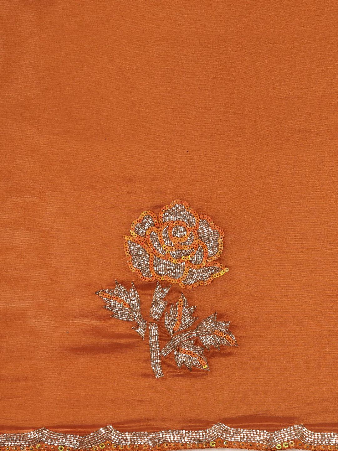 Neerus Yellow crepe hand embroidered saree - detail view 4