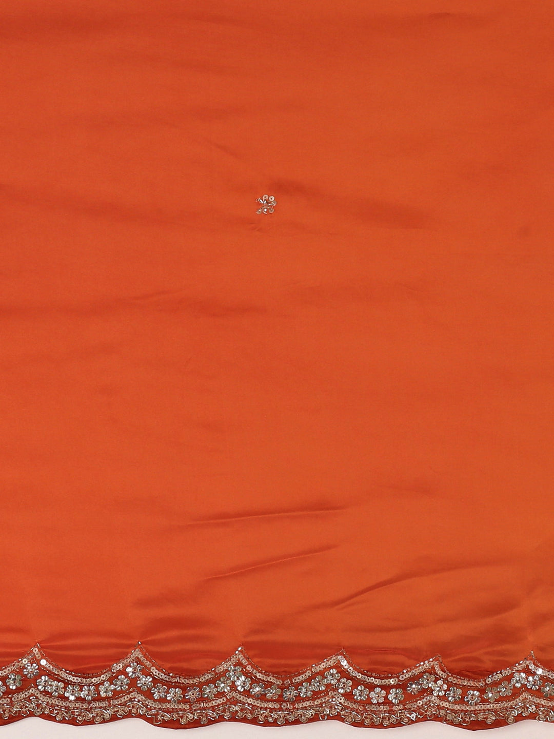 Neerus Orange crepe embellished saree with readymade blouse - detail view 4