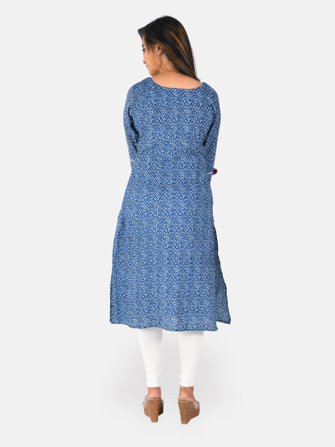 Neerus Blue printed straight kurta - detail view 1