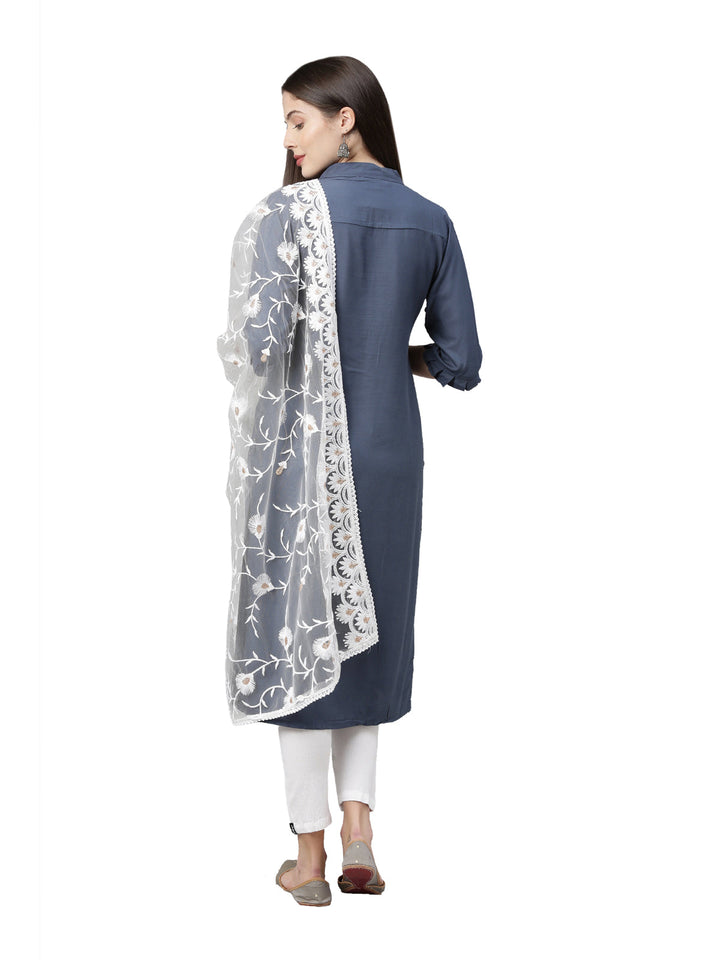 Neerus Blue rayon embellished kurti - detail view 1