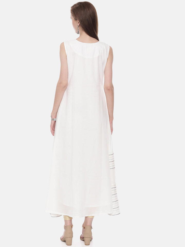 Neerus White embroidered anarkali kurti - detail view 1