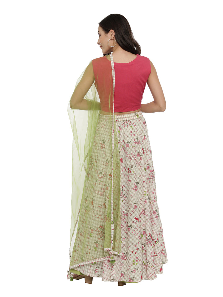 Neerus Beige mirror work embroidered lehenga set - detail view 1
