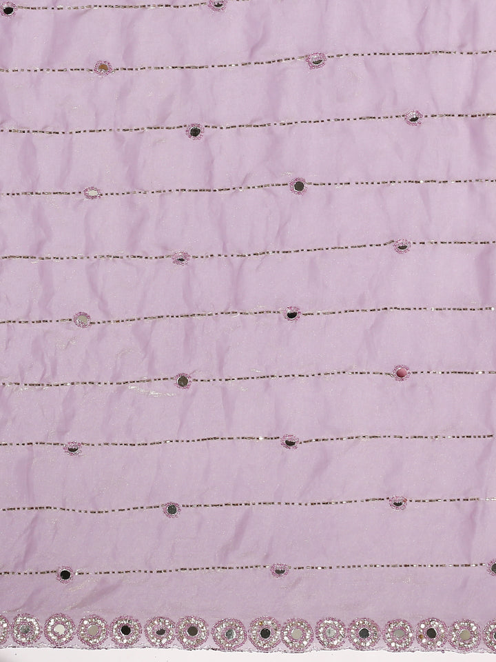 Neerus Purple tissue mirror work saree - detail view 2
