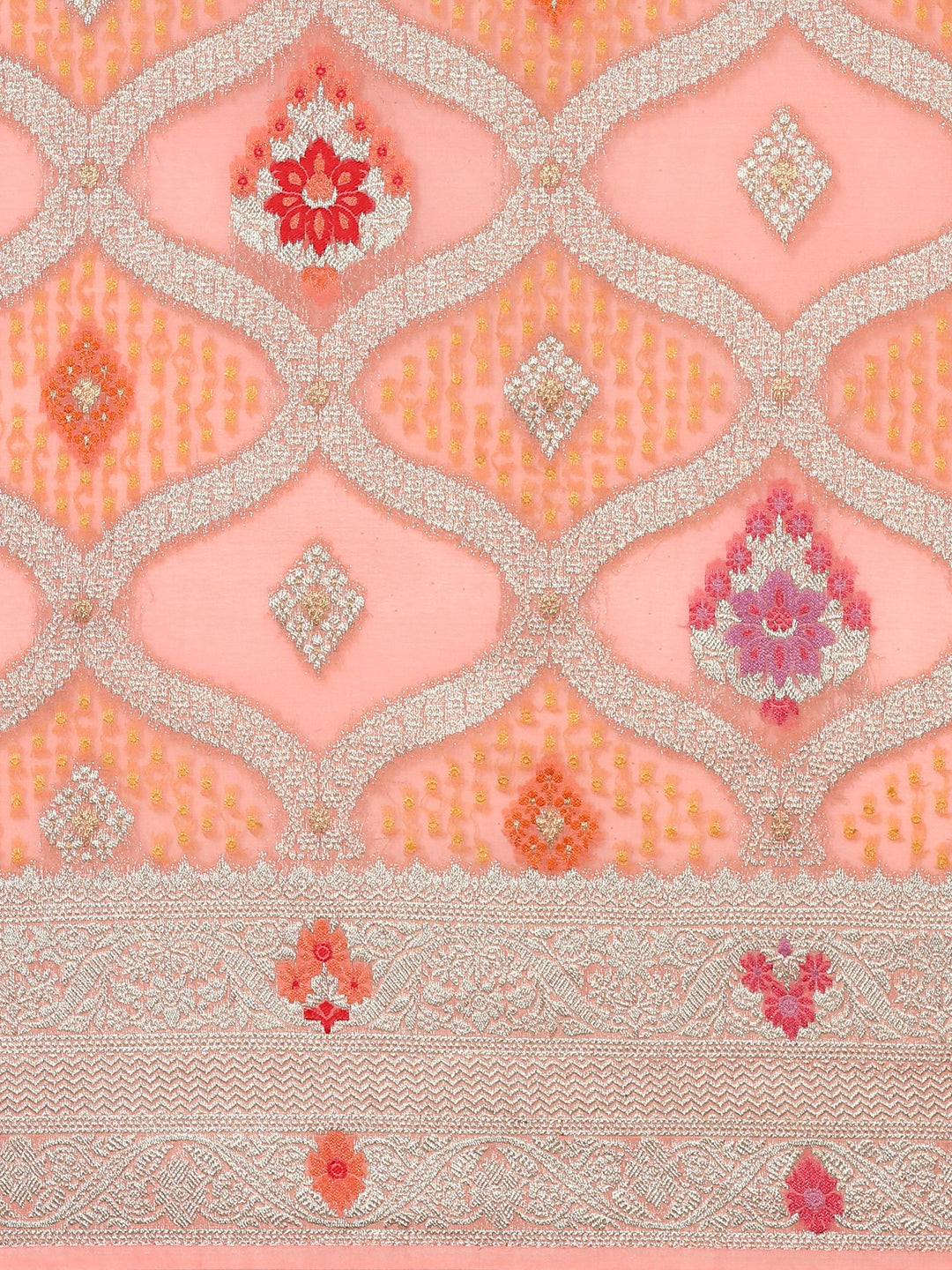Neerus Pink Banarasi woven saree - detail view 2