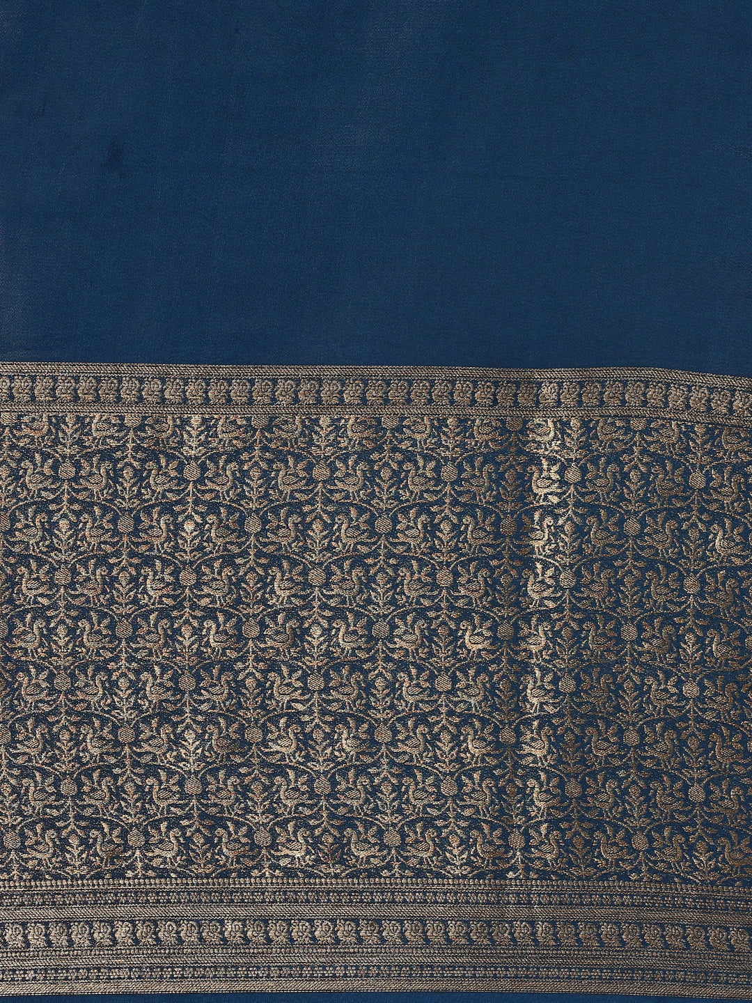 Neerus Blue Crepe Woven Saree with Zari Jaal Border - detail view 2
