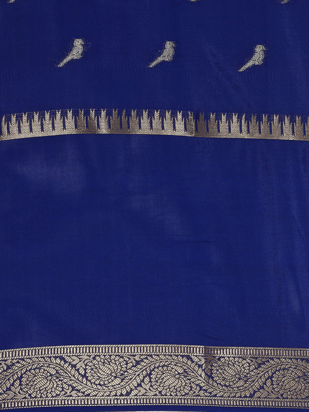 Neerus Blue Silk Woven Saree with Ethnic Pichvai Motifs - detail view 2