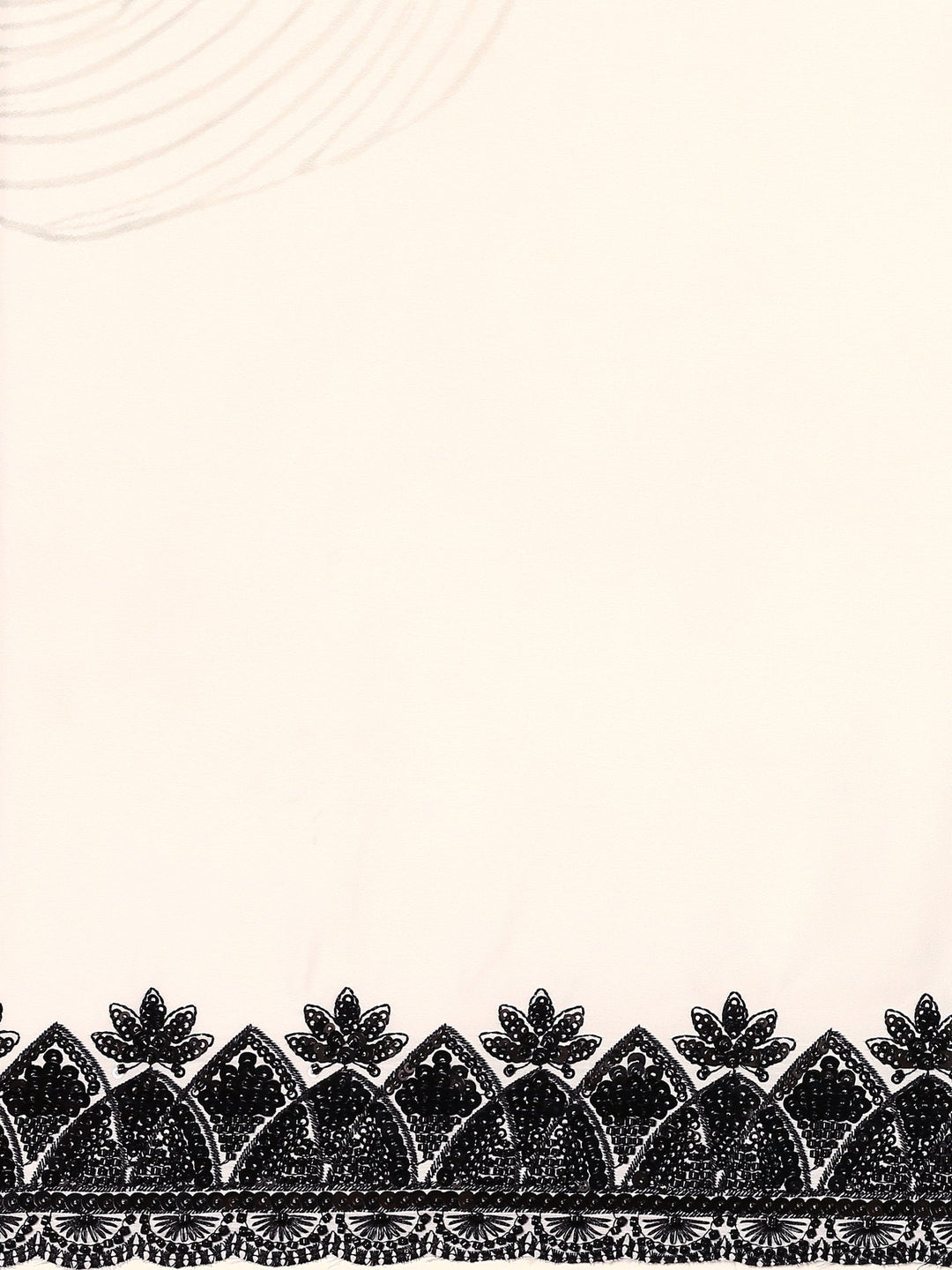Neerus Black satin hand embroidered printed saree - detail view 2