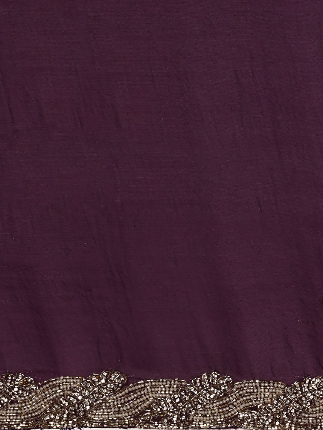 Neerus Maroon satin hand embroidered saree - detail view 2