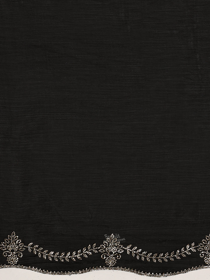 Neerus Black tissue hand embroidered saree - detail view 2