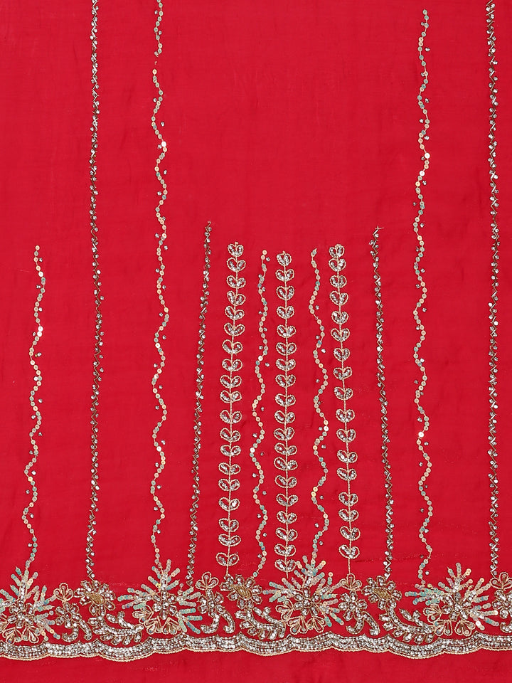 Red swarovski & Cut Dana embroidery saree