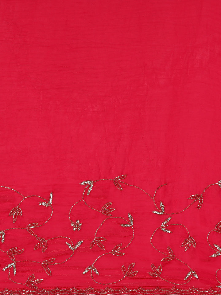 Rani pink Jimmy saree with cut dana & Swarovski hand embroidery