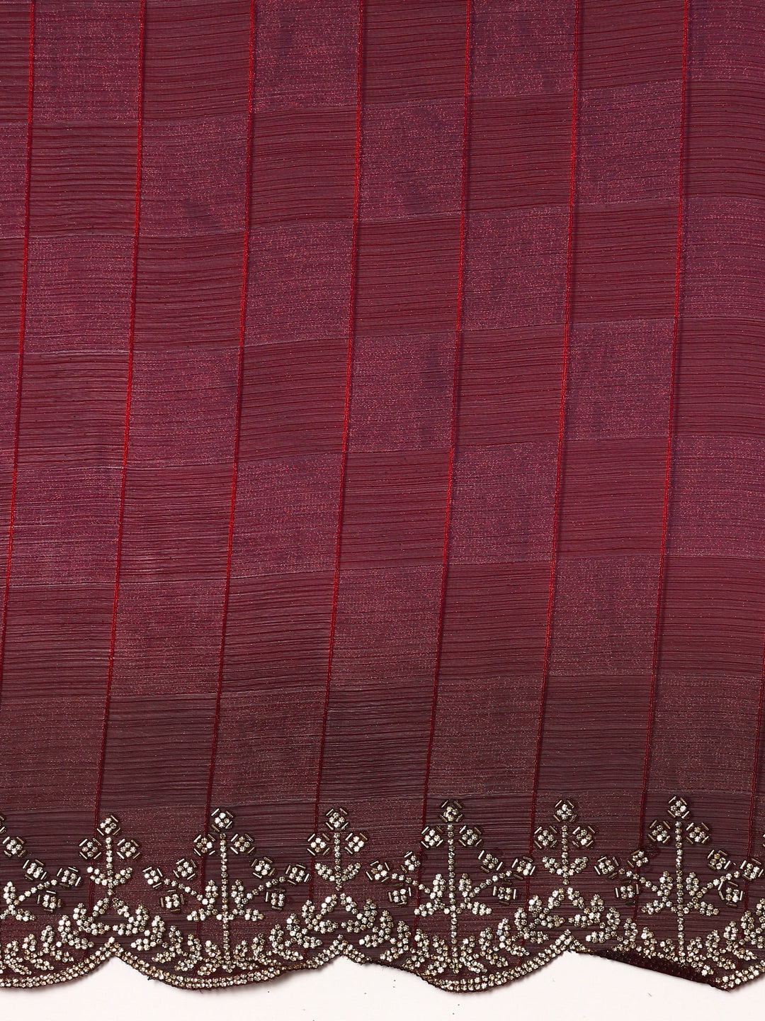Neerus Maroon organza hand embroidered saree - detail view 2