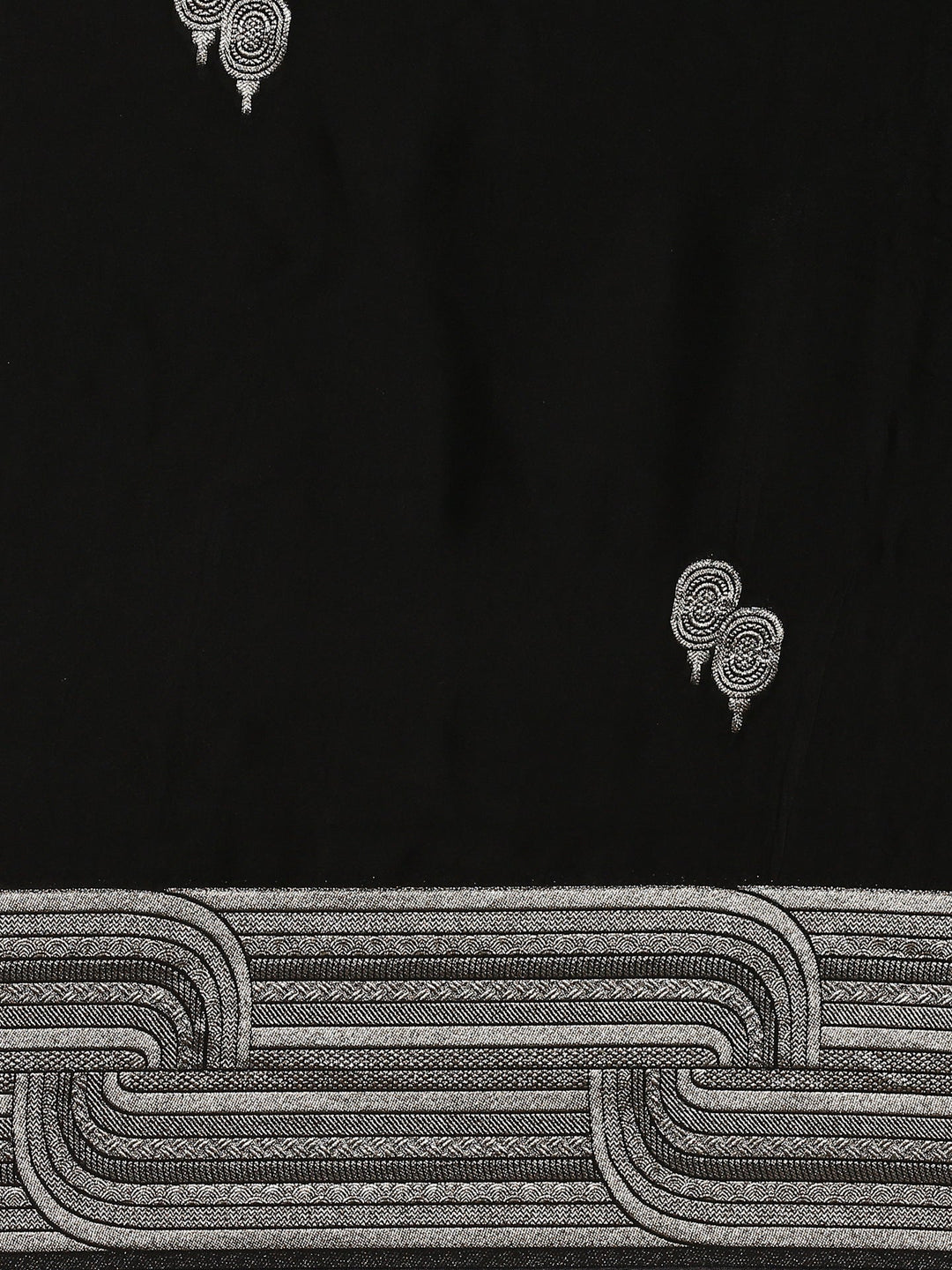 Neerus Black Banarasi woven saree with silver zari motifs - detail view 2