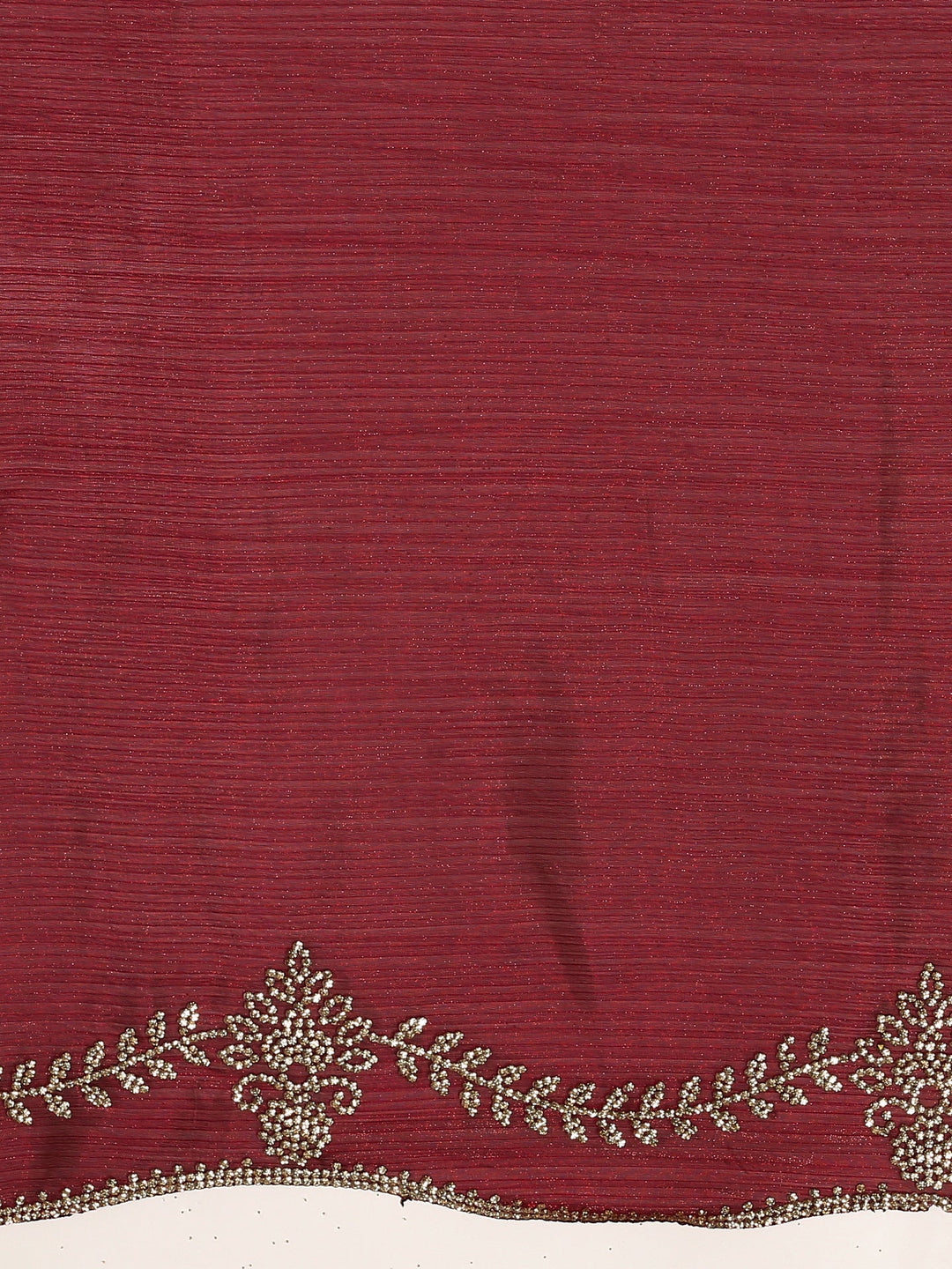 Neerus Maroon tissue hand embroidered saree - detail view 2