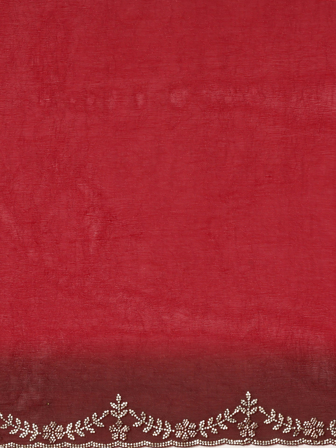 Neerus Red tissue hand embroidered saree - detail view 2