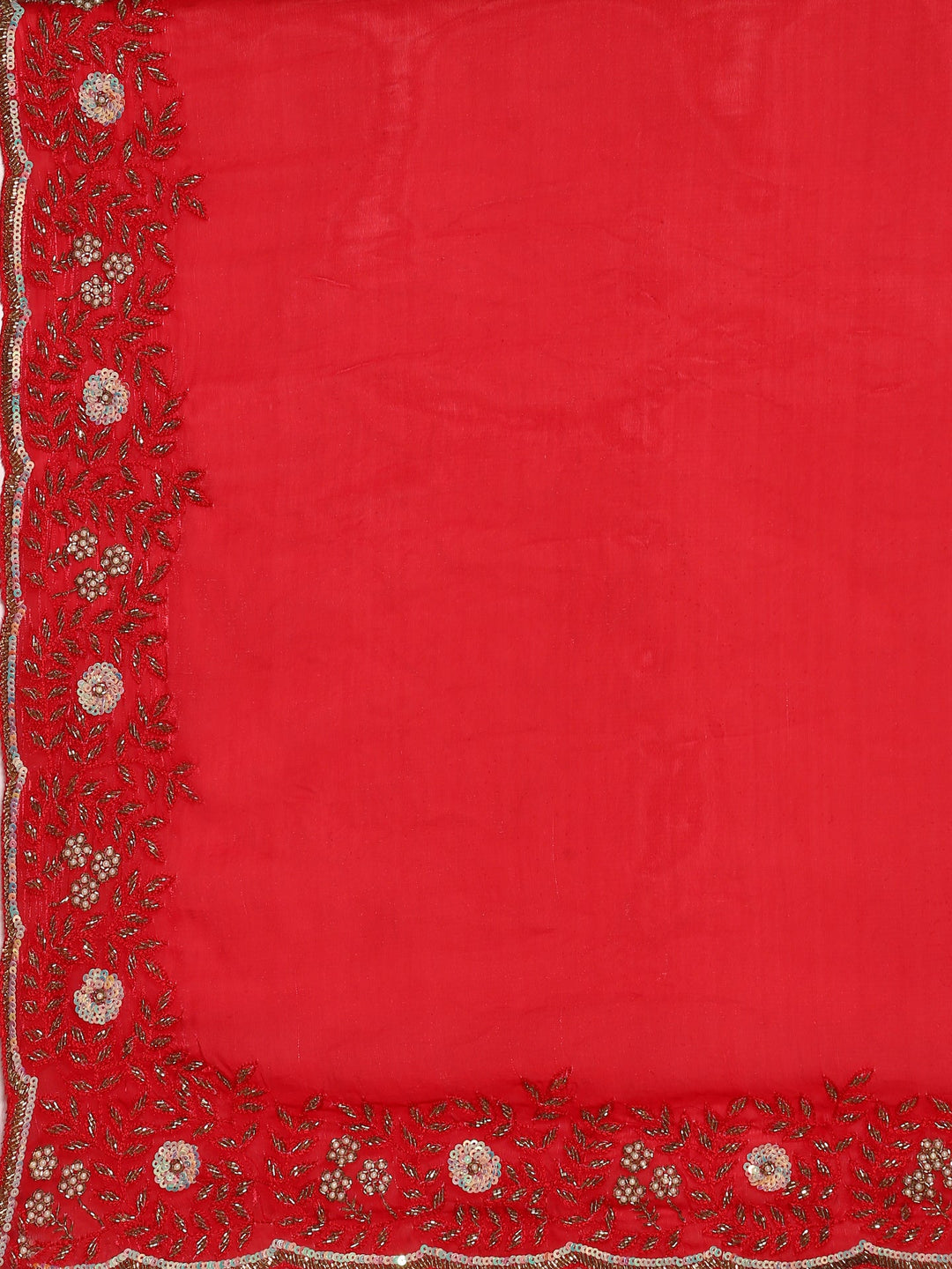 Neerus Red hand embroidered saree with Swarovski stones - detail view 2