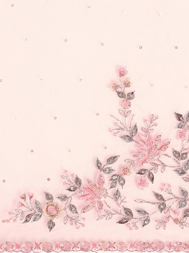 Purple Organza Saree With Hand Embroidery & Readymade Heavy Blouse Hand Embroidered