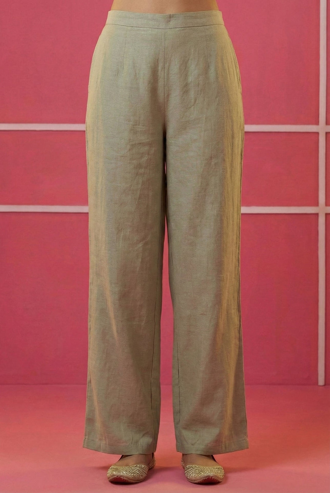 Neerus Grey muslin hand embroidered suit set - detail view 3
